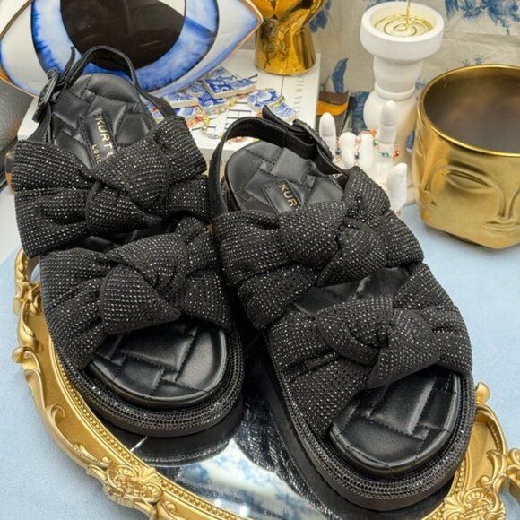 🆕 KURT GEIGER LONDON 🧿 NWOB Orson Knot Crystal Bejewelled Sandal, Black - Sz 7 - Picture 5 of 14